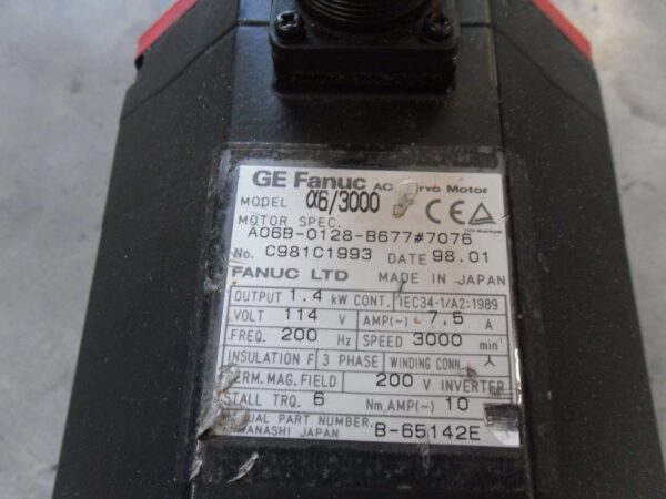 GE FANUC A06B-0128-B677#7076 SERVO MOTOR A06B-0128-B677 *PARTS/NOT WORKING* - Image 7