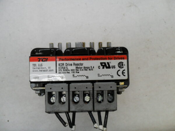 TCI KDRA1L KDR DRIVE REACTOR 3PH 50/60HZ 600V 6.4A - Image 2
