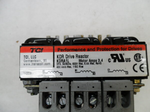 TCI KDRA1L KDR DRIVE REACTOR 3PH 50/60HZ 600V 6.4A - Image 5