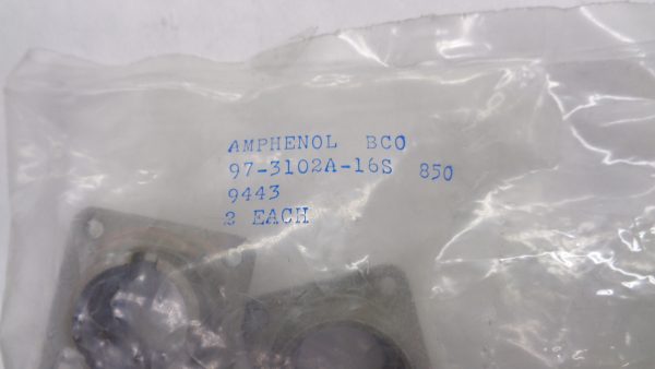 LOT OF 2 BAGS OF 2 NEW AMPHENOL 97-3102A-16S 850 CONNECTOR (TOTAL 4) - Image 3