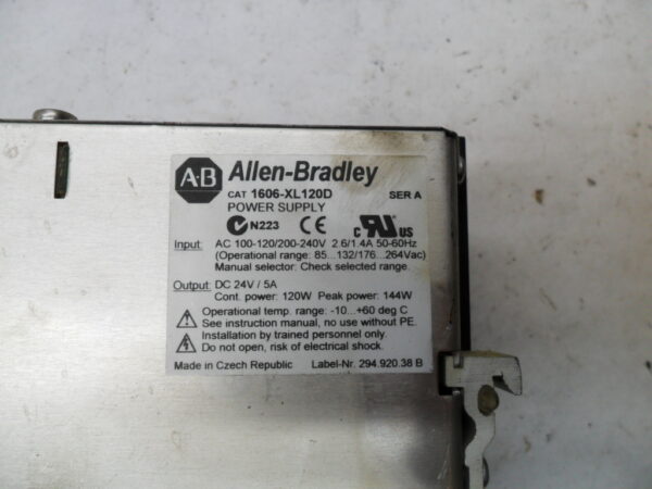 ALLEN BRADLEY 1606-XL120D /A POWER SUPPLY 100-120/200-240VAC 2.6/1.4A 50/60HZ - Image 5