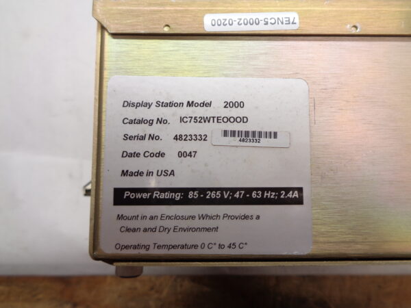 GE FANUC IC752WTE000D DISPLAY STATION OPERATING PANEL MODEL 2000 - Image 9