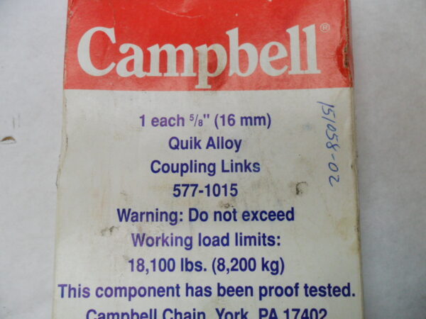 NEW CAMPBELL 577-1015 QUICK-ALLOY COUPLING LINKS 5/8" *READ* - Image 6