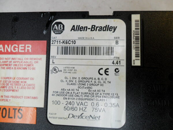ALLEN BRADLEY 2711-K6C10 /B PANELVIEW 600 6" - Image 5