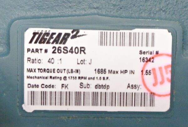 NEW DODGE 26S40R TIGEAR-2 GEAR REDUCER 40:1 RATIO - Image 5