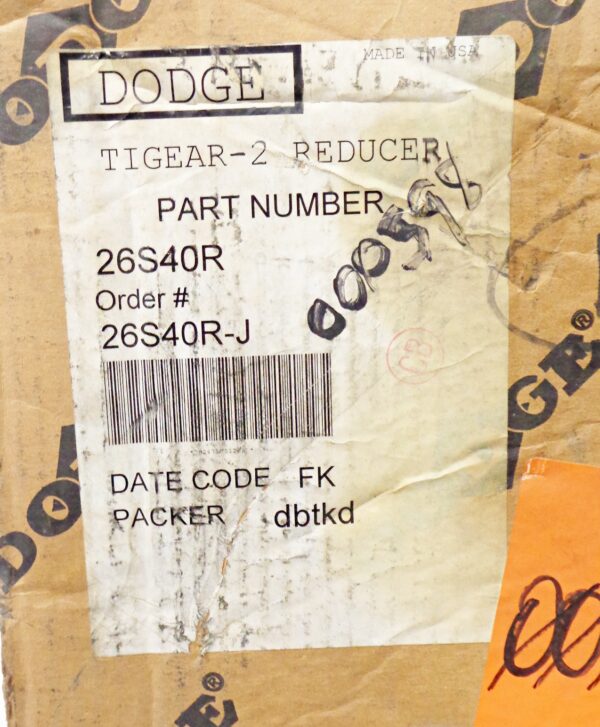 NEW DODGE 26S40R TIGEAR-2 GEAR REDUCER 40:1 RATIO - Image 6