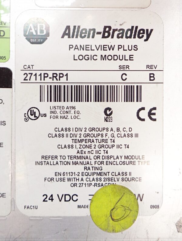 ALLEN BRADLEY 2711P-B10C4D1 /A PANELVIEW PLUS 1000 2711P-RP1 /C 2711P-RDB10C /B - Image 5