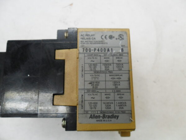 LOT OF 4 ALLEN BRADLEY 700-P400A1 /B AC RELAYS 600V W/ PA236 COIL 115-120V - Image 6