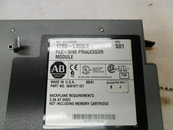 ALLEN BRADLEY 1785-L40B/E PLC-5/40 PROCESSOR W/ KEY - Image 5