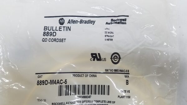 SEALED NEW ALLEN BRADLEY 889D-M4AC-5 /B QD CORDSET 4 PIN MALE STRAIGHT - Image 5