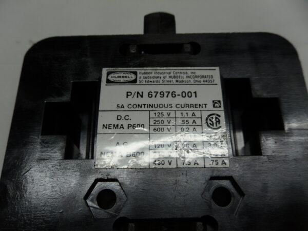 NEW HUBBELL 67976-001 AUXILIARY CONTACT BLOCK 5A 600VDC 480VAC *NO SCREWS* - Image 4