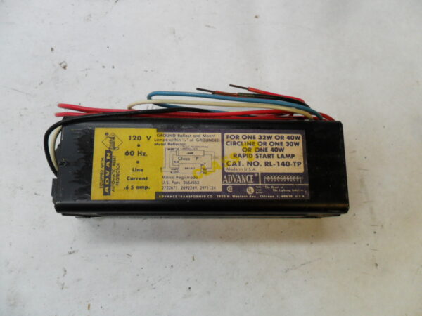 NEW ADVANCE RL-140-TP RAPID START MAGNETIC BALLAST 120V 60HZ .65A *READ* - Image 2