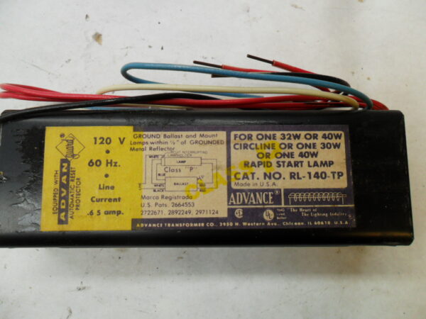 NEW ADVANCE RL-140-TP RAPID START MAGNETIC BALLAST 120V 60HZ .65A *READ* - Image 5