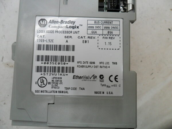 ALLEN BRADLEY 1769-L32E /A COMPACTLOGIX ETHERNET PROCESSOR MODULE 5-24VDC - Image 5