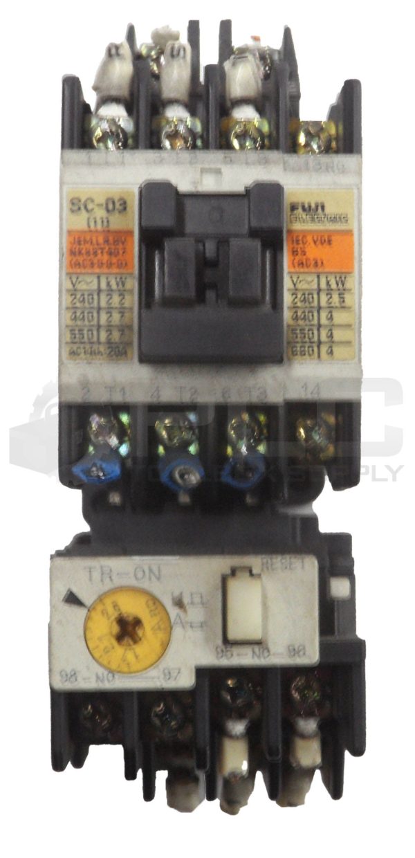 FUJI ELECTRIC CO SC-03 CONTACTOR 3PH W/ FUJI TR-0N OVERLOAD RELAY 1.7-2.6A 600V - Image 3