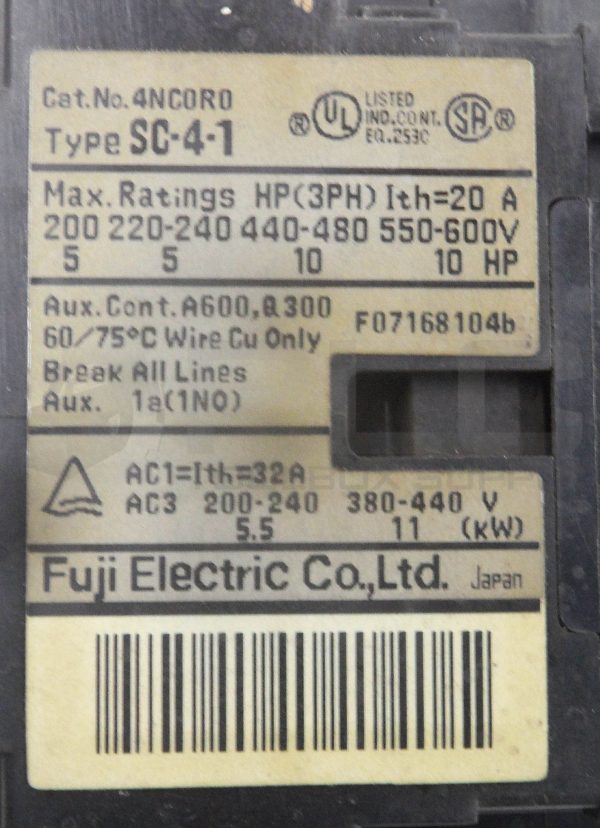 FUJI ELECTRIC CO SC-4-1 MAGNETIC CONTACTOR 3PH 200/200-240/440-480/550-600V - Image 4