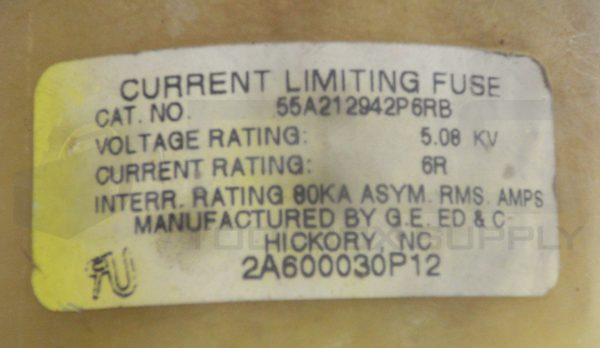 GENERAL ELECTRIC 55A212942P6RB FUSE 5.08KV 6R 80KA 2A600030P12 - Image 4
