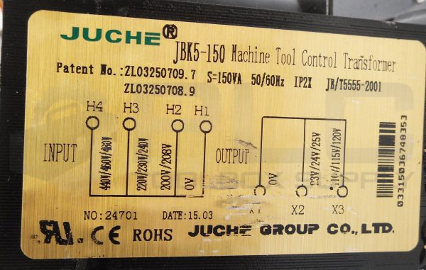 JUCHE JBK5-150 MACHINE TOOL CONTROL TRANSFORMER W/ BC6032PQ FUSE HOLDER - Image 6