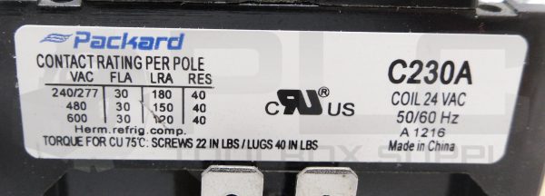 LOT OF 5 NEW PACKARD C230A DEFINITE PURPOSE CONTACTOR 2 POLES 600VAC 50/60HZ - Image 5