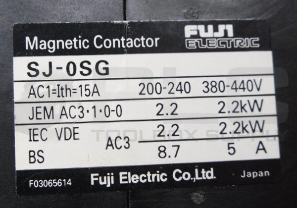 FUJI ELECTRIC SJ-0SG MAGNETIC CONTACTOR 15A 440V W/ TR-0N/3 OVERLOAD RELAY - Image 5