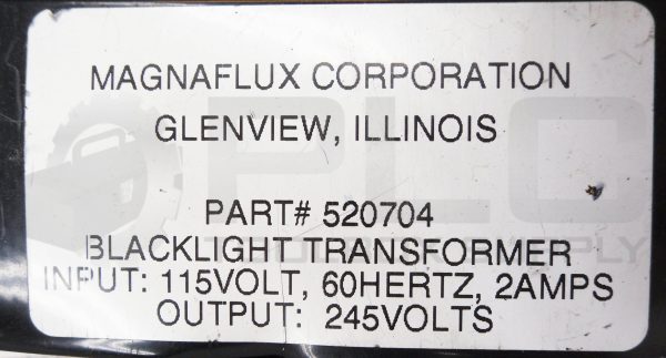 MAGNAFLUX ZB-100 BLACK LIGHT 115V 60HZ 2A W/ 520704 BLACKLIGHT TRANSFORMER - Image 6