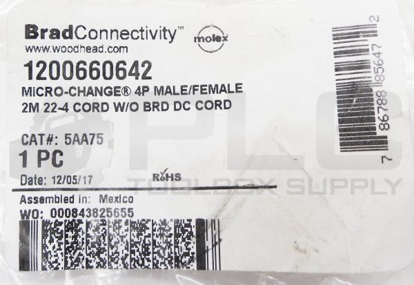 NEW WOODHEAD 5AA75 MICRO CHANGE CORDSET 4P MALE/FEMALE 2M - Image 6