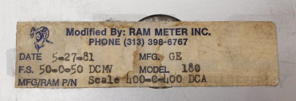 GENERAL ELECTRIC 50-180 123 ECZZ1 DC-AMMETER TYPE 180 -400-400DC - Image 5