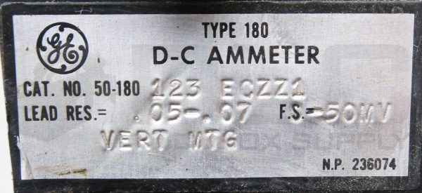GENERAL ELECTRIC 50-180 123 ECZZ1 DC-AMMETER TYPE 180 -400-400DC - Image 6
