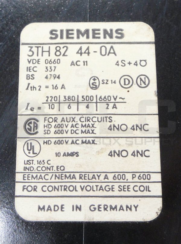 SIEMENS 3TH 82 44-0A CONTACTOR 600V AC/DC 10A - Image 4