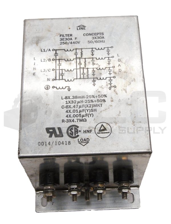 FILTER CONCEPTS 3E30A F EMI FILTER 250/440V 3X30A 50/60HZ