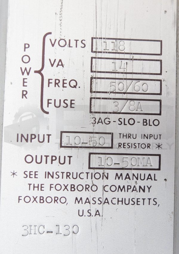 FOXBORO 67HSTG2-E-0H AUXILIARY STATION 118V 50/60HZ 3/8A - Image 5