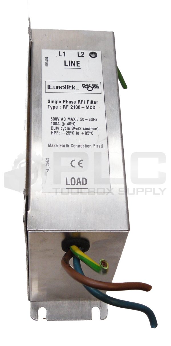 EUROTEK RF 2100-MCD SINGLE PHASE RFI FILTER 600VAC 50/60HZ 100A
