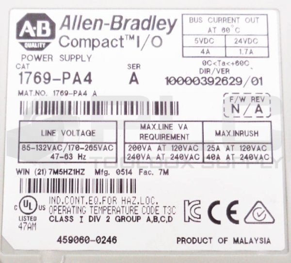 NEW ALLEN BRADLEY 1769-PA4 SER A COMPACT I/O POWER SUPPLY 120-240V - Image 5