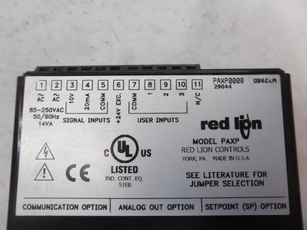 RED LION PAXP0000 PROCESS ANALOG INPUT METER 5 DIGIT 85-250VAC 50/60HZ 15VA - Image 5