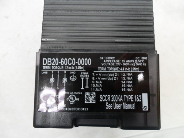 WATLOW DB20-60C0-0000 POWER SWITCHING DEVICE 600VAC 50/60HZ - Image 5