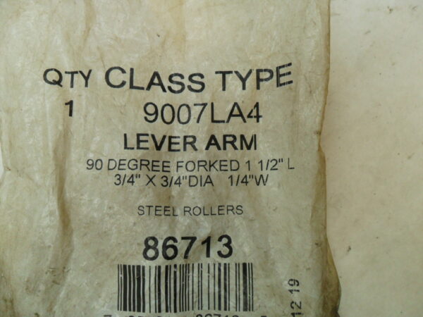 SEALED NEW SQUARE D 9007 LA-4 LEVER ARM 90DEG 1-1/2"L X 3/4"DIA X 1/4" W 86713 *READ* - Image 3