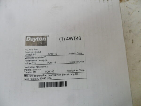 NEW DAYTON 4WT46 AC AXIAL FAN 115V - Image 5