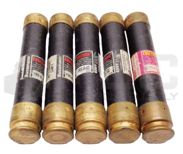 LOT OF 5 BUSSMANN FRS-R-60 FUSETRON DUAL-ELEMENT TIME DELAY CLASS RK5 FUSE 600V