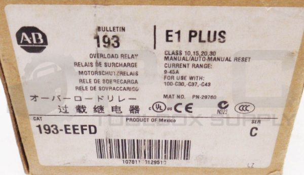 NEW ALLEN BRADLEY 193-EEFD /C OVERLOAD RELAY E1 PLUS 193EEFD SER.C - Image 7