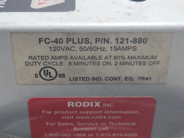 RODIX FC-40 FEEDER CUBE 21665 121-880 120VAC 50/60HZ 15A *PARTS ONLY* - Image 2