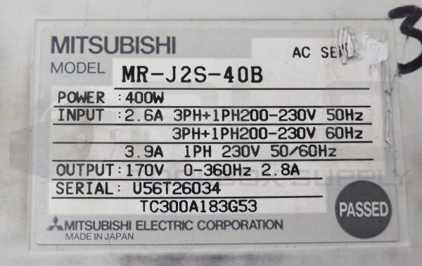 MITSUBISHI MR-J2S-40B AC SERVO 2.6A 3PH 200-230V 50/60HZ *READ* - Image 6