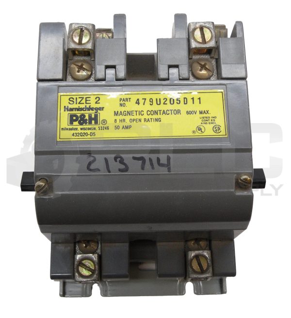 NEW P&H 479U205D11 MAGNETIC CONTACTOR 50A 600V