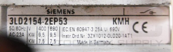 SIEMENS 3LD2154-2EP53 DISCONNECT SWITCH 50/60HZ - Image 5