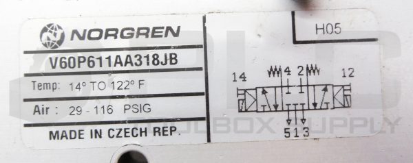 NORGREN V60P611AA318JB PNEUMATIC SOLENOID VALVE W/ (2) 13J COIL - Image 5
