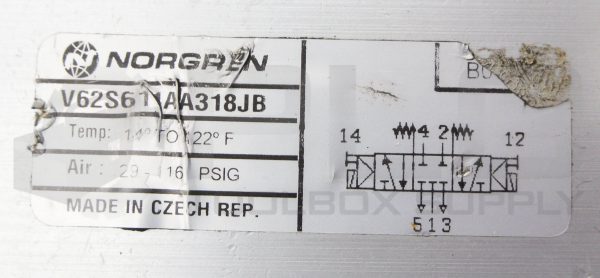 NORGREN V62S611AA318JB PNEUMATIC SOLENOID VALVE W/ (2) 13J COIL - Image 5