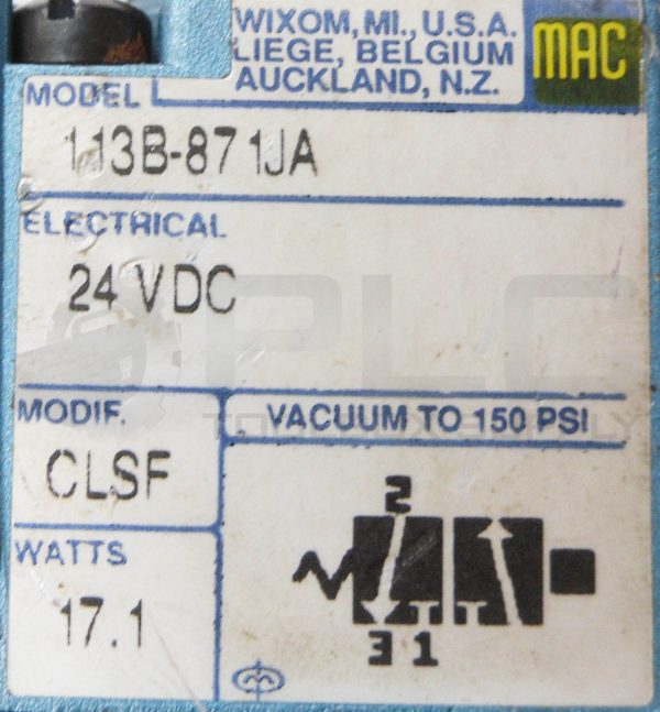 MAC VALVES 113B-871JA SOLENOID VALVE 24VDC 17.1W - Image 4