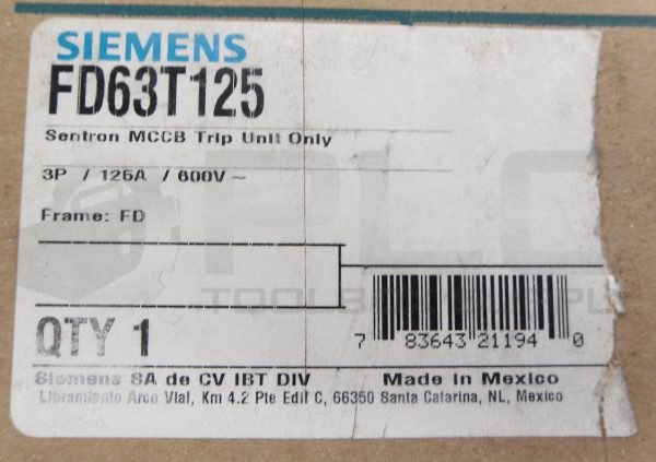 NEW SIEMENS FD63T125 TRIP UNIT 3P 125A 600V - Image 6