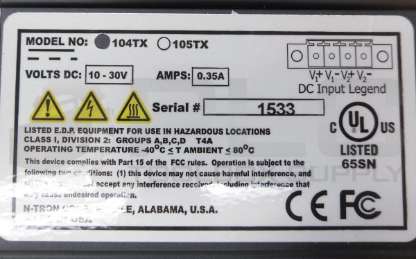 N-TRON 104TX ETHERNET SWITCH 10-30VDC 0.35A - Image 5