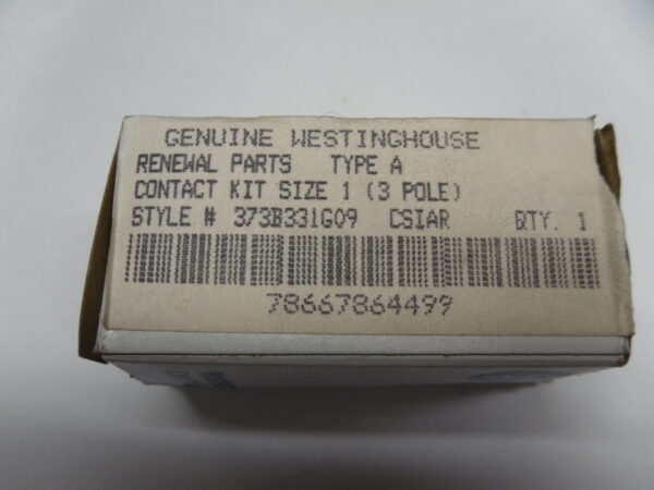 NEW WESTINGHOUSE 373B331G09 CONTACT KIT SIZE 1 3 POLE TYPE A *COMES AS PICTURED* - Image 3
