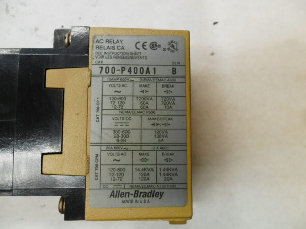 ALLEN BRADLEY 700-P400A1 /B CONTROL RELAY W/ 700-PT /B TIME DELAY W/ PA236 COIL - Image 6